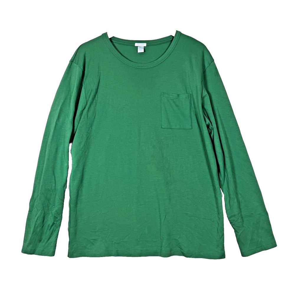 LAKE Men's Crewneck Long Sleeve Pajama Tee XL Green Super Soft Pima‎ Cotton READ